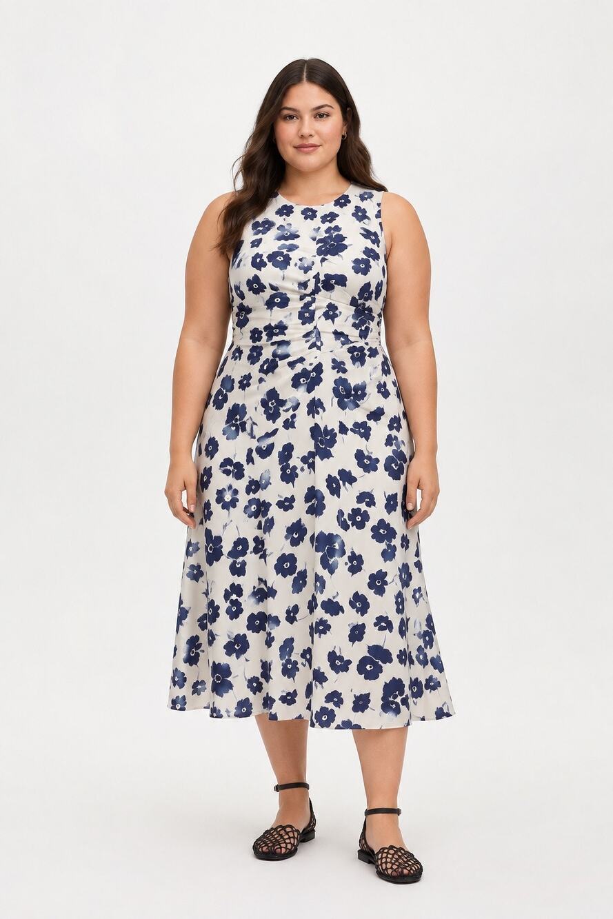 NWT J. CREW 2026 Plus Viscose Veranda Floral Modo Dress Smocked Back Sz 24